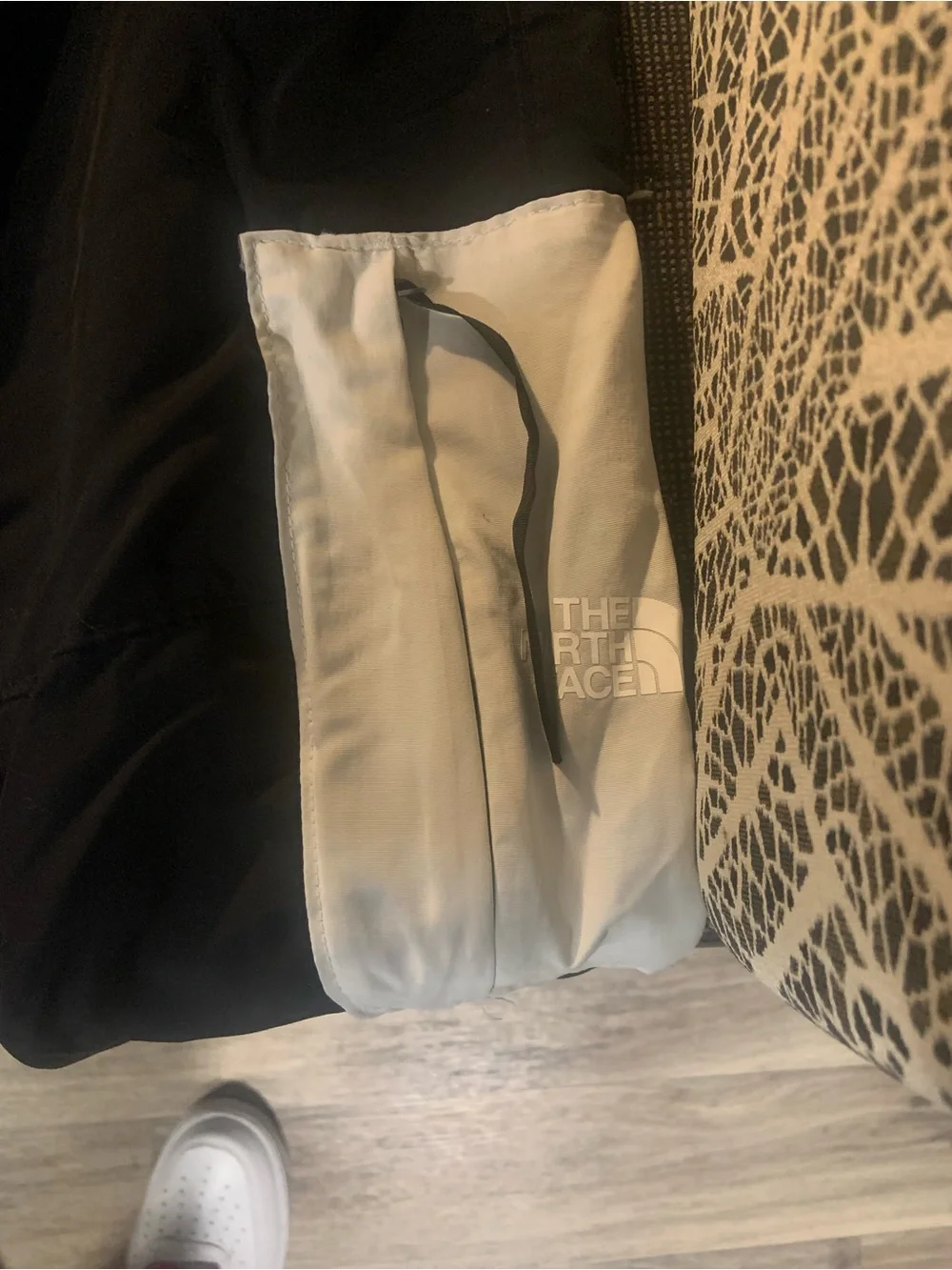 The North Face Black Sweatpants with White Pocket Panel and Green Logo!